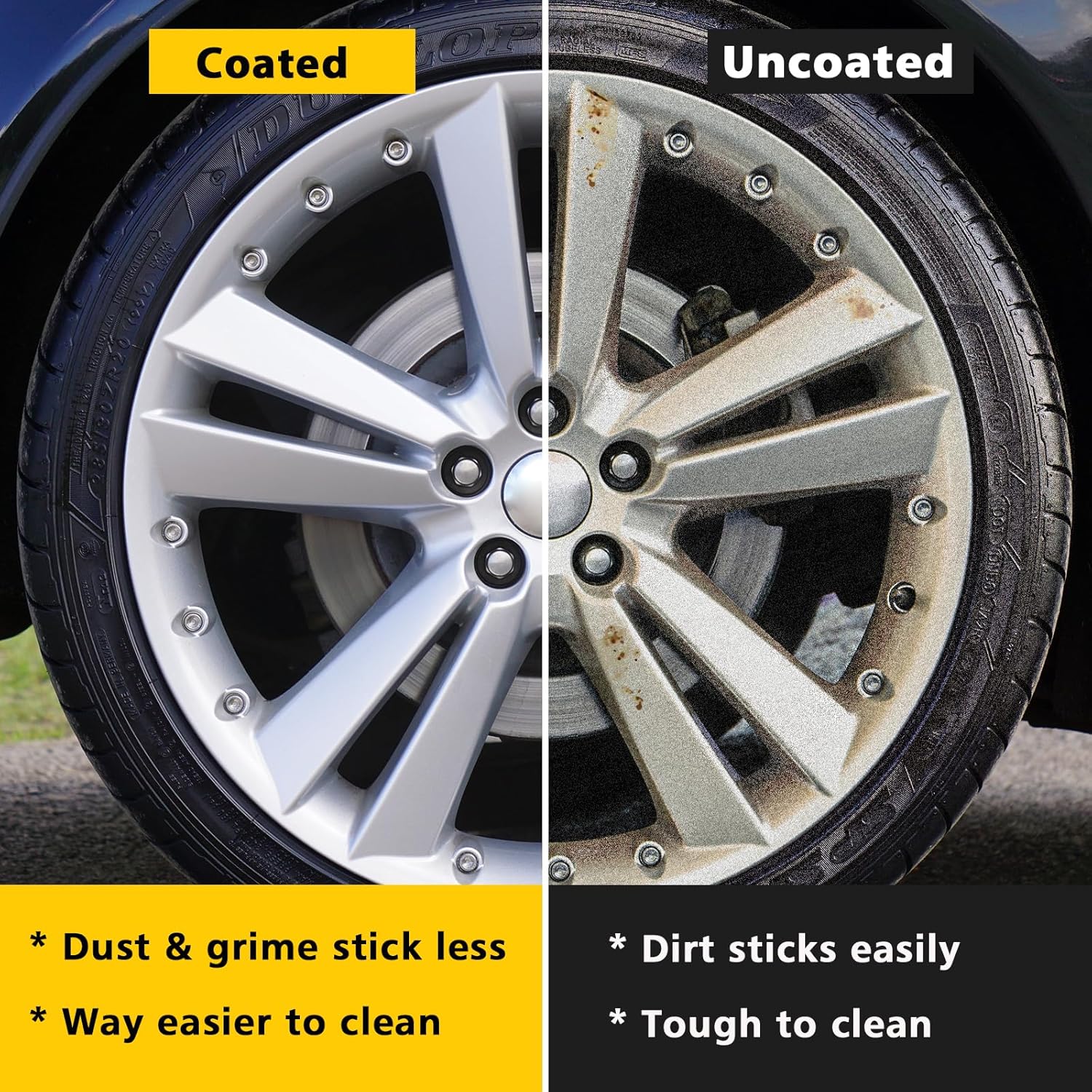 NADAMOO Wheel Rim Ceramic Coating Kit 50ml, High-Heat Resistant Hydrophobic Protection, Gloss Finish, Self-Cleaning, Repels Brake Dust & Dirt, Ceramic Protection for Alloy Rims