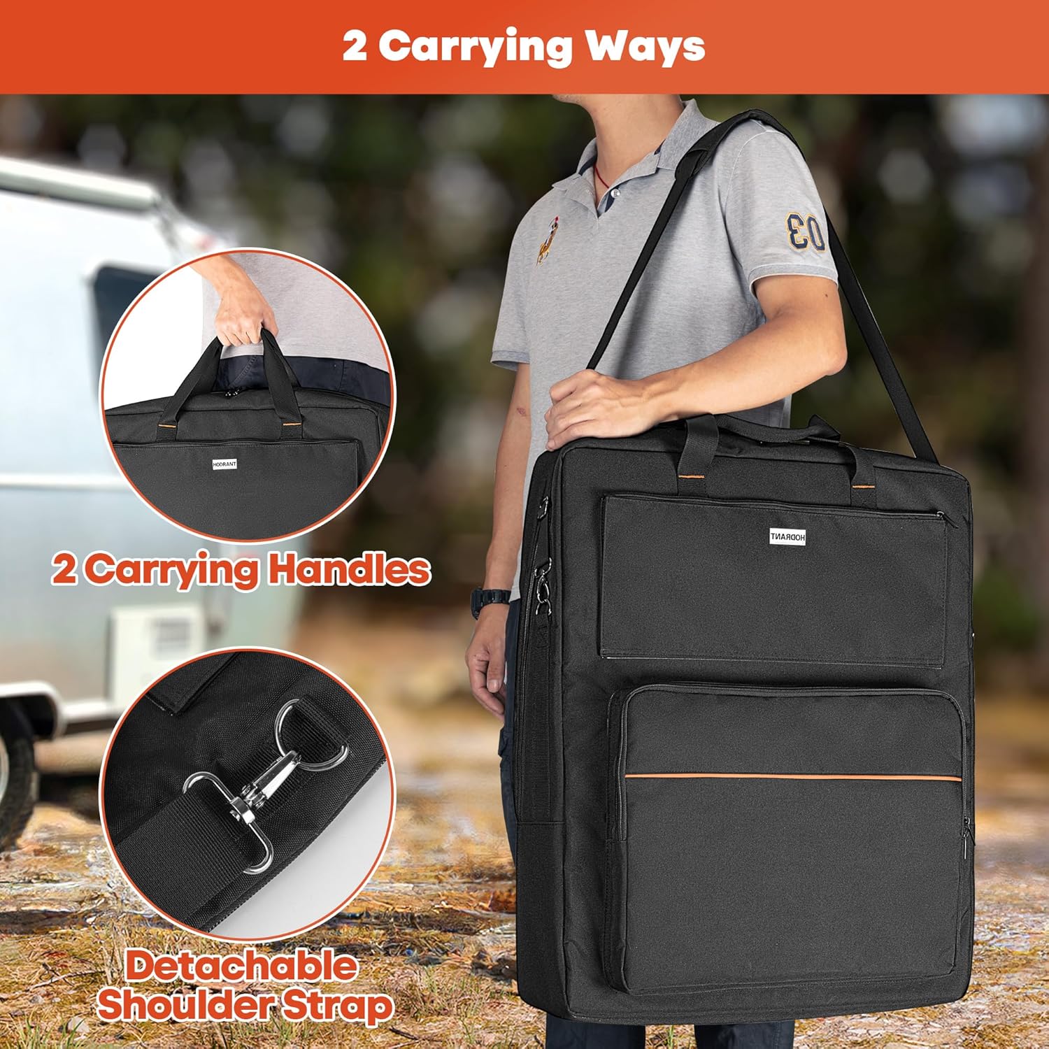 Solar Panel Storage Bag, Solar Panel Carrying Case Compatible with Anker SOLIX PS30 PS100 PS200, Carrier Box Protective Case for 2 Panels, Carry Cover with Pockets & Handles, Bag Only