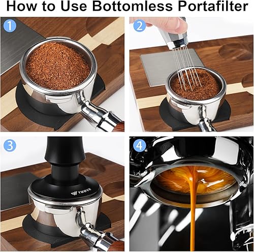 Miniatura 8 de Portafiltro sin fondo de 2.283 in, portafiltro profesional de acero inoxidable 2 orejas para 58 máquinas Gaggia, no apto para cabezas de grupo E61,