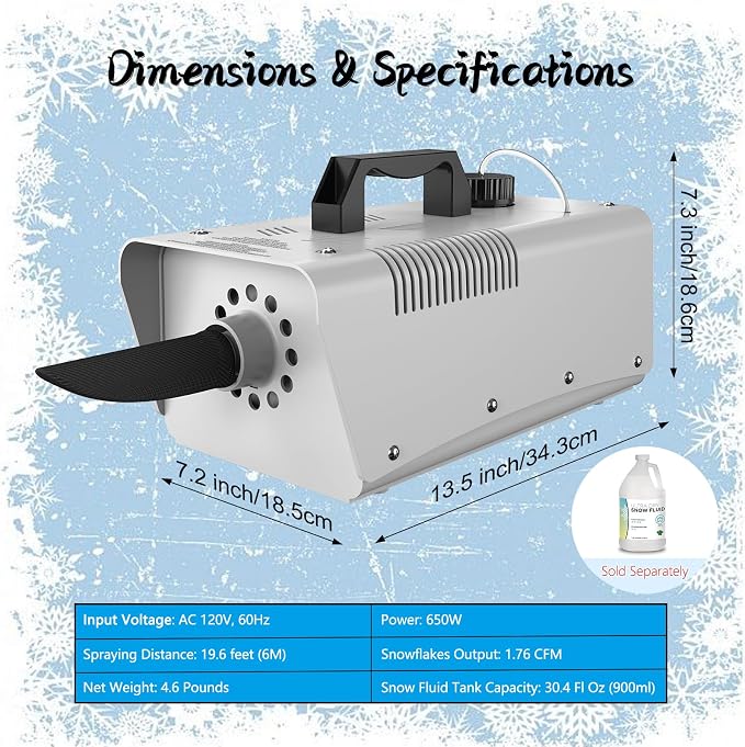 Máquina de nieve artificial 650W resistente miniatura 2