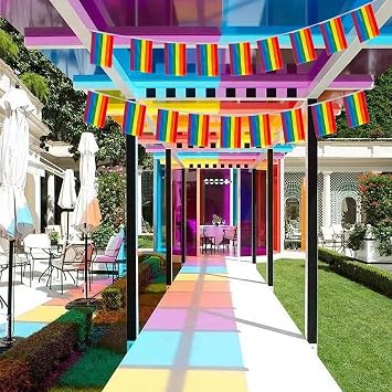 38 Pcs Pride Bunting, Pride Flag Bunting, Gay LGBT Flag, 38 Pennant Rectangle Flags
