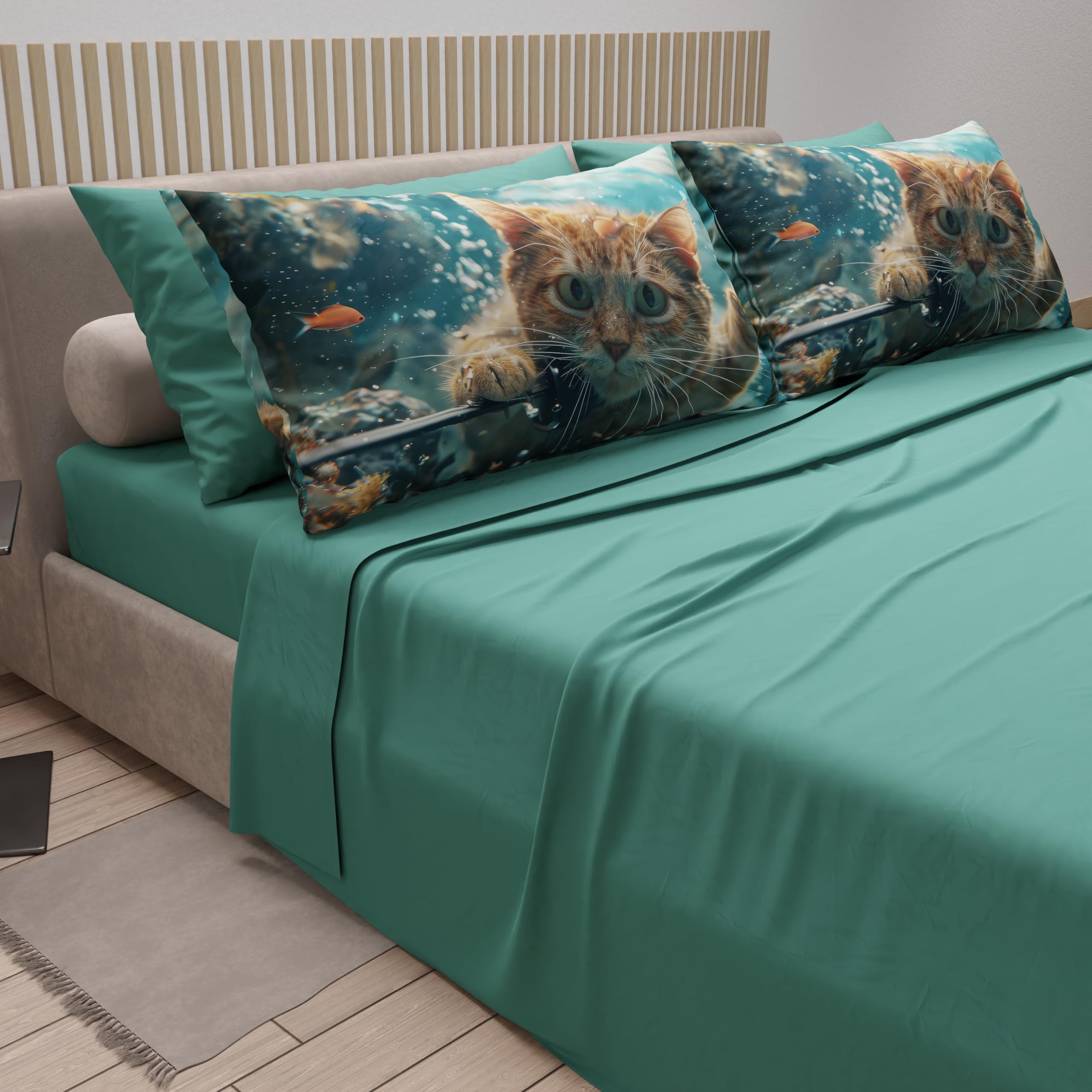 PETTI Artigiani Italiani, Animal Bed Linen with Cats in Cotton with Pillowcases in Digital Print, Single Bed Sheet - Image 2