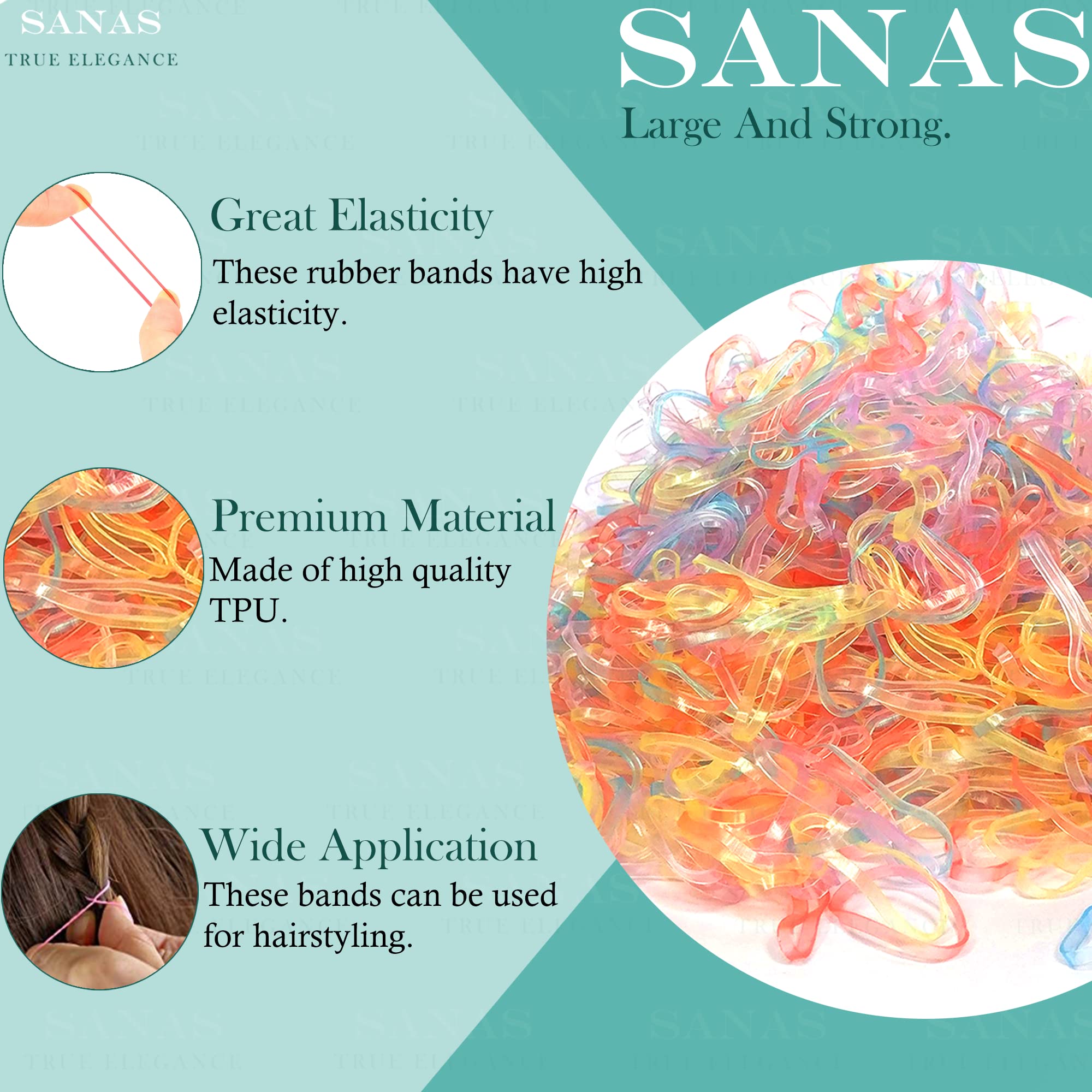 Sanas Mini Elastic Rubber Bands 1100Pcs Multicolour Elastic Gulel Rubbers for Home Office Kitchen Stationary Small Multi-Purpose Baby Hair Ties Reusable Assorted Colours 1100Pcs (Pastel) 1