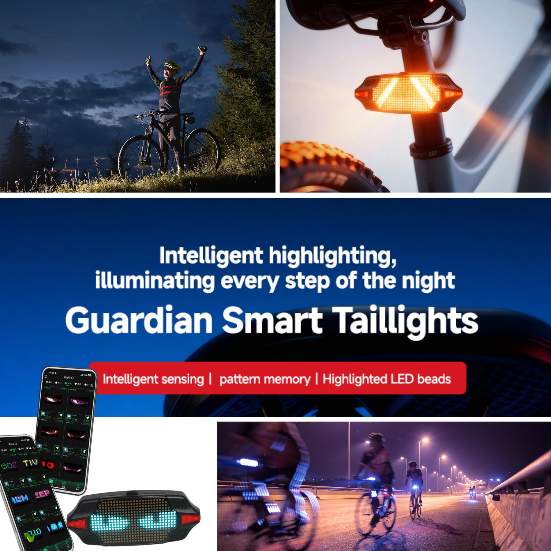 Schermo posteriore LED per bicicletta, schermo posteriore LED | Illuminazione posteriore, LED