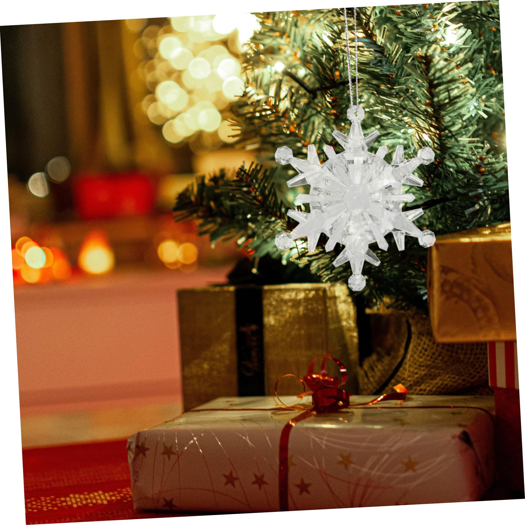 50stücke Teiliges Transparentes Acryl Schneeflocken Anhänger Weihnachtsbaum Deko Mit Aufhängeloch Für Fenster Wand Baum Christbaumschmuck Leichte Xmas Baumschmuck Outdoor Geeignet
