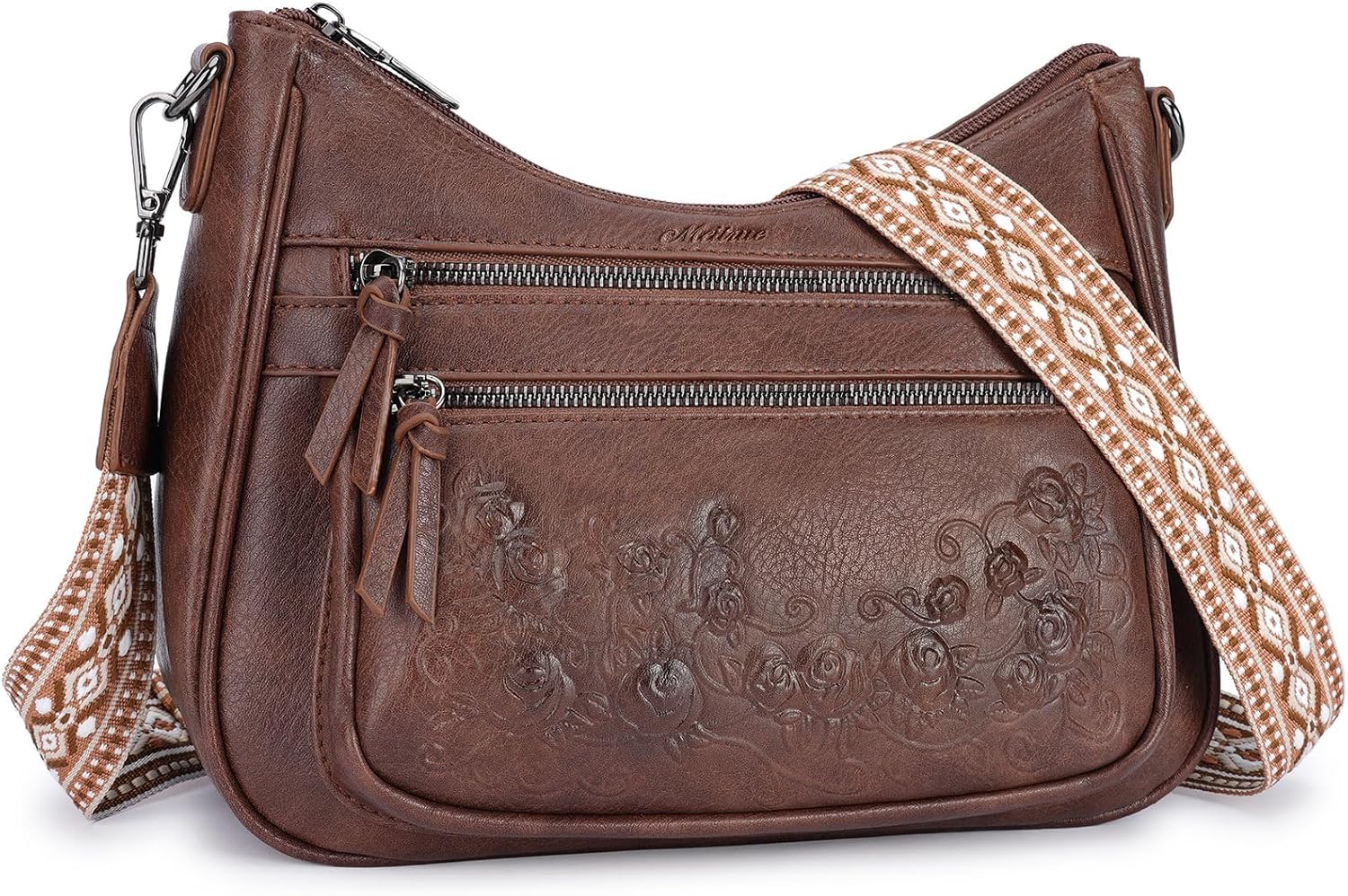 MEITRUE Crossbody Bags for Women Leather Medium Hobo Purse Trendy Shoulder Handbag with Adjustable Strap & Multi Pockets