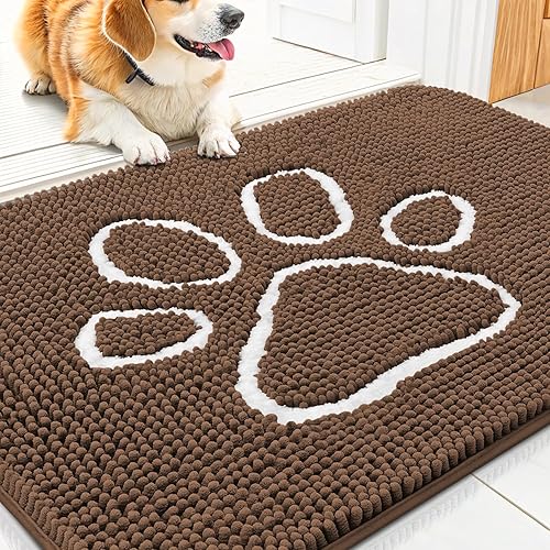 Miniatura 62 de Smiry Tapete para puerta de perro para patas fangosas, absorbente que atrapa la suciedad, antideslizante, de secado rápido, lavable, tapete de