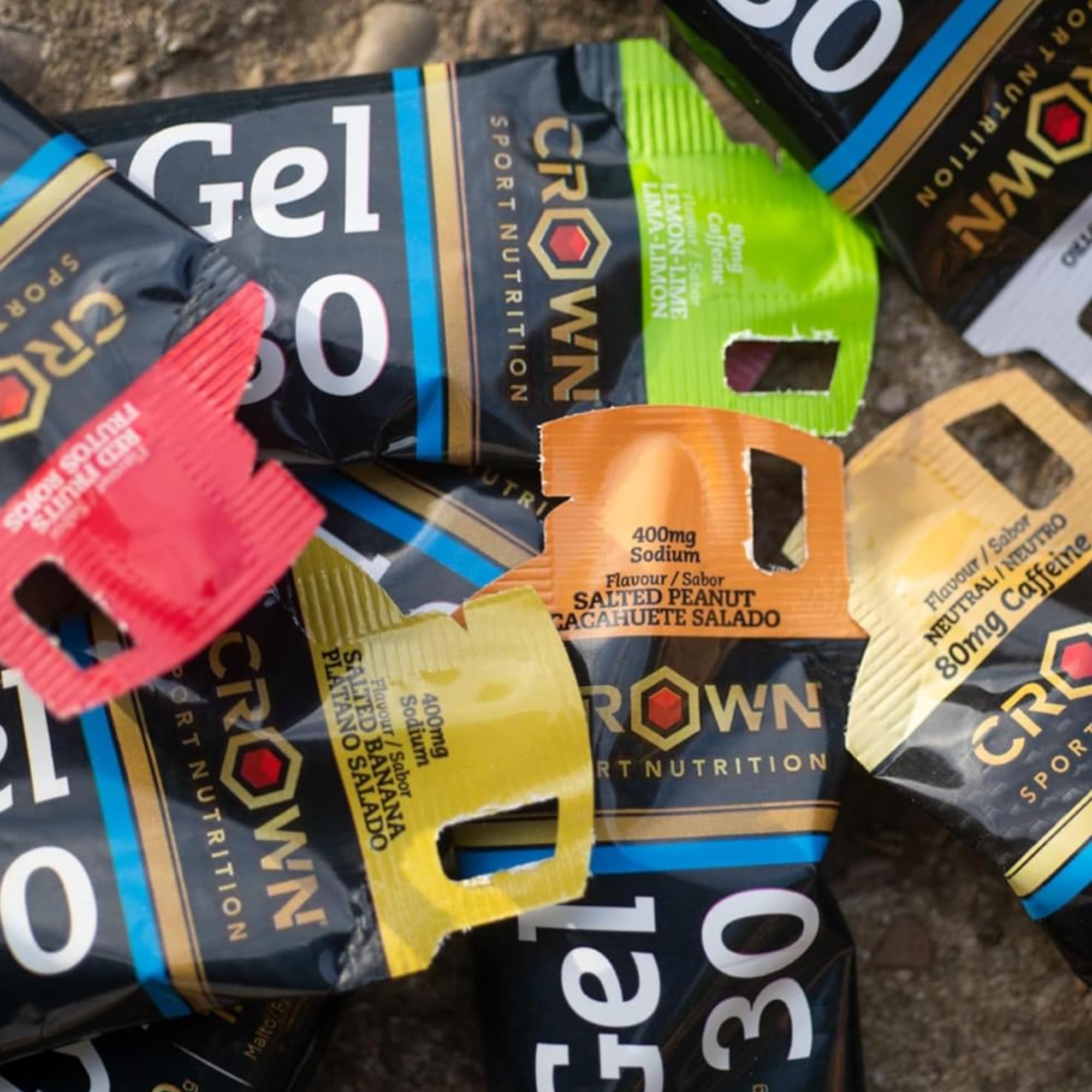 Crown Sport Nutrition HyperGel 30 | Neutro Con Cafeina | Gel Energético Running Ciclismo 30 g Carbohidratos | Ratio 1:0,8 Con Cafeína 80 mg + 110 mg Sodio | Textura Liquida | Sin Aditivos Vegano