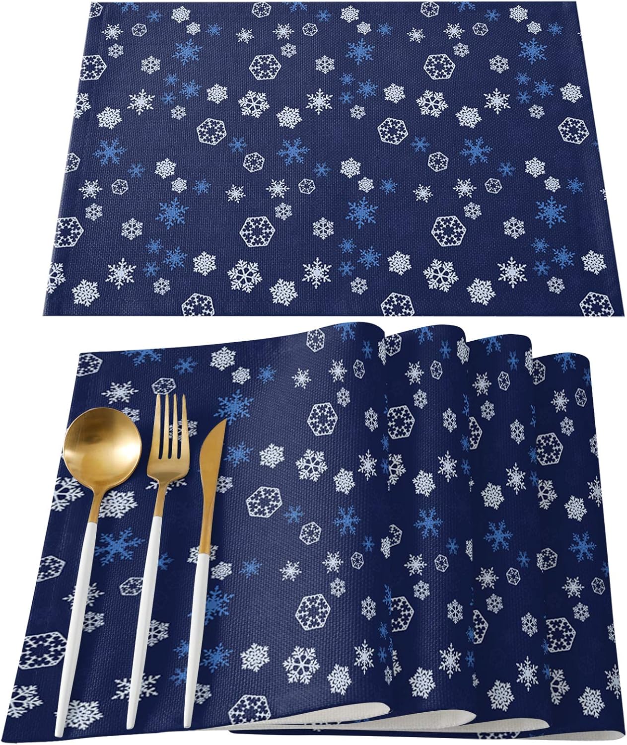 ALAGEO Merry Christmas Snowflake Placemats for Dining Table