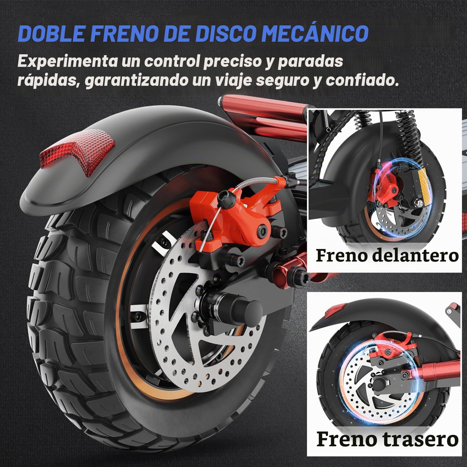 Patinete Eléctrico 500W, Batería 48V/12.5Ah, Autonomía 25-30KM, Velocidad Máx 25KM/H, Freno de Disco Doble Delantero y Trasero, Neumáticos de Aire 10", Plegable de Aluminio, Carga Máx 120KG, para Desp