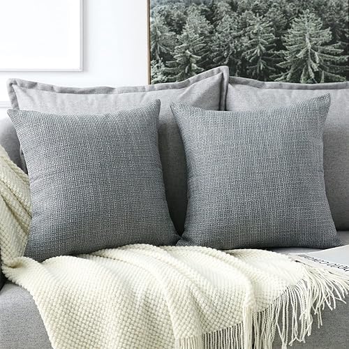 Miniatura 5 de OTOSTAR Juego de 2 fundas de almohada de lino cuadradas decorativas de 24 x 24 pulgadas para decoración del hogar, sofá, dormitorio, automóvil,