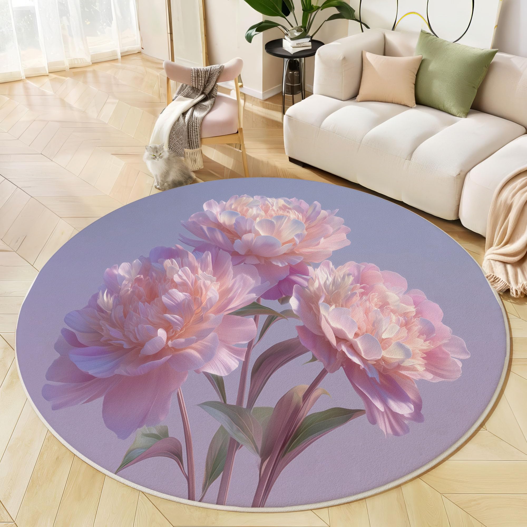 Tapis de sol style féminin pivoine rose pour sublimer le salon et la chambre