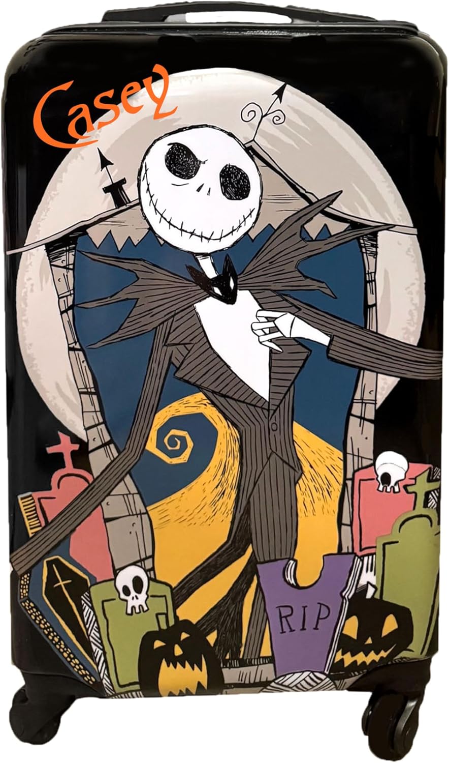 Fast Forward The Nightmare Before Christmas Rolling Luggage Personalized Jack Carry On Size Suitcase Hardshell Extending Handle with Custom Name