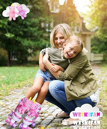 Miniatura 6 de Dino - Patines de ruedas para niños y niñas, WESKIFAN Dinosaur Quad Skating Shoes con ruedas brillantes y tamaños ajustables para principiantes para