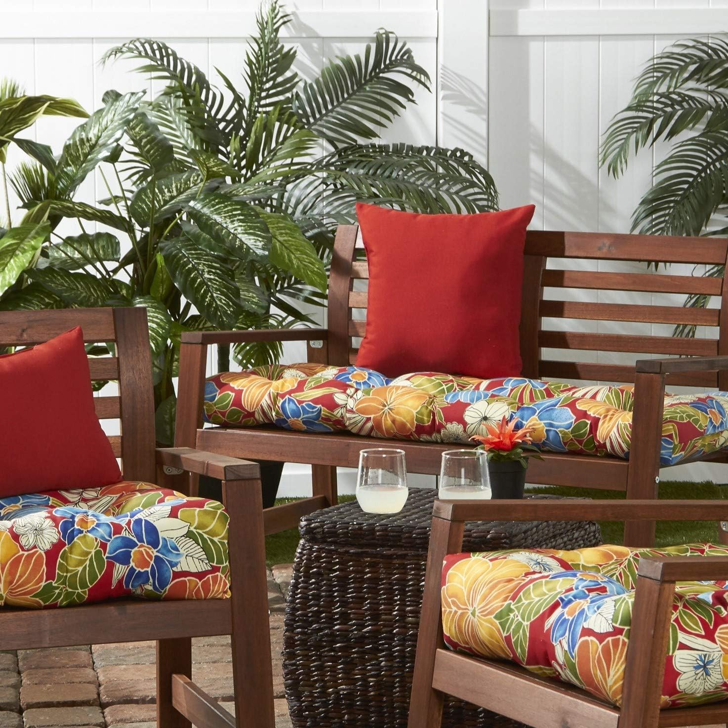 Greendale Home Fashions 51-inch Outdoor Bench Cushion, Aloha Crimson