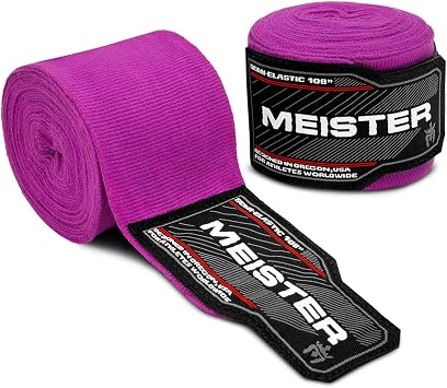 Meister Junior 108" Elastic Cotton Hand Wraps for MMA & Boxing Pair - Purple