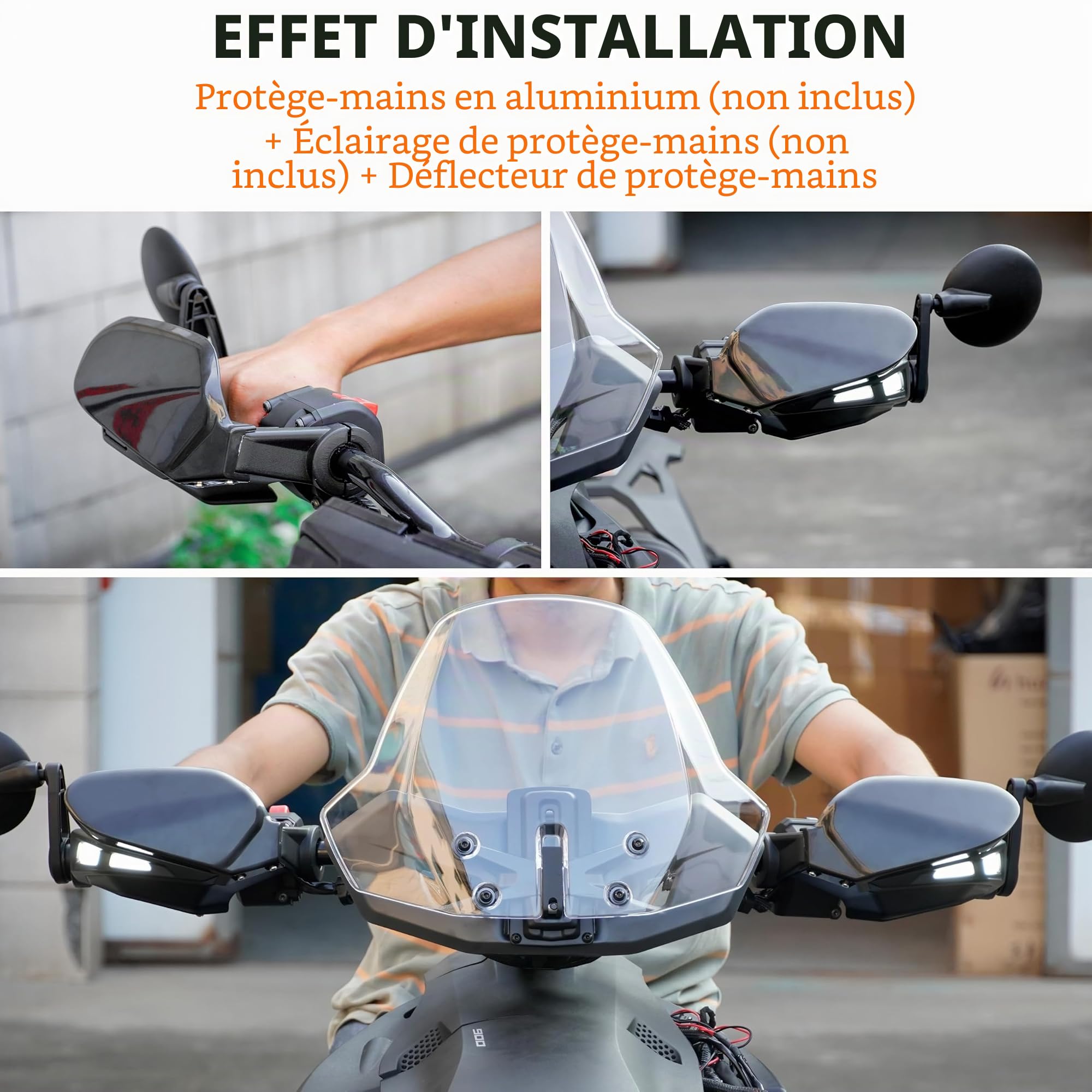 SAUTVS Kit de déflecteurs d'air pour protège-mains noirs pour tous les modèles Can-Am Ryker (remplace #219400894)