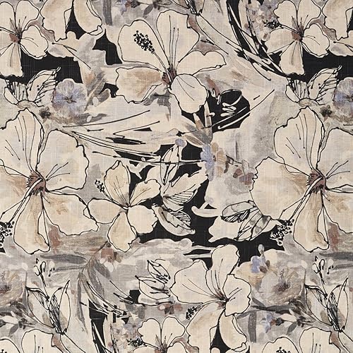 The Yard - Impresiones geométricas abstractas de lino floral verde ecológico para tapicería