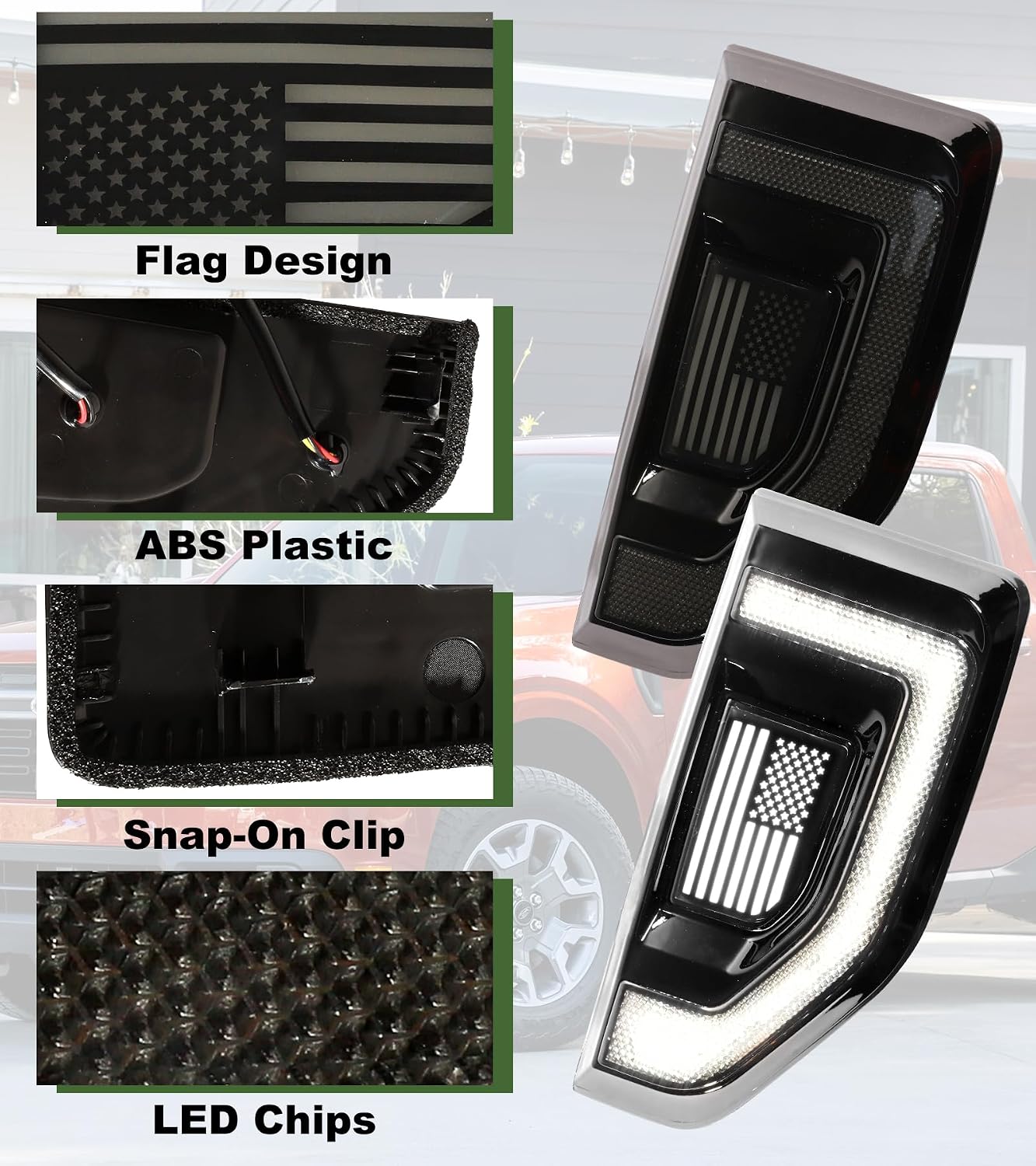 LED Front Side Marker Lights for 2022-2025 Ford Maverick Accessories,Snap-In Design Fender Vent Lights with Sequential Amber Turn Signal for Maverick XL XLT Lariat (Smoked Lens)