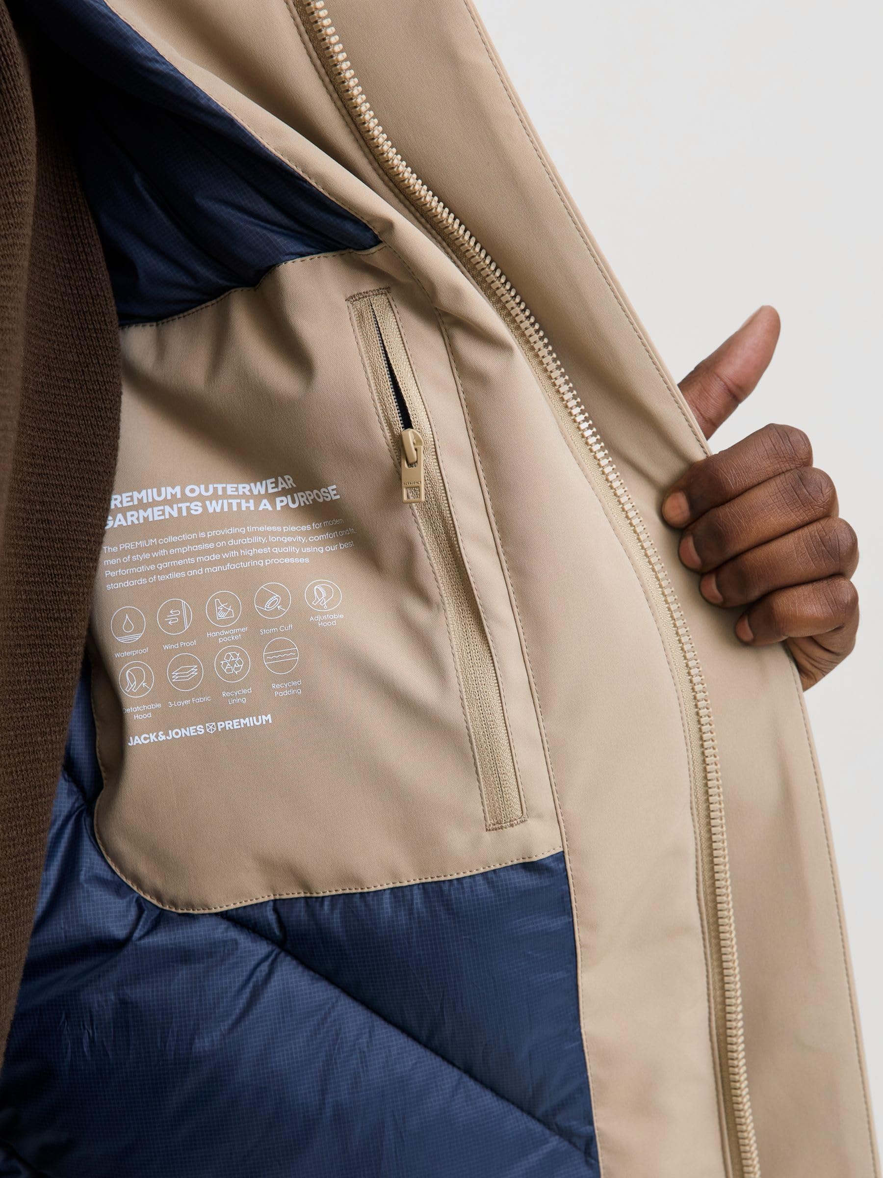JACK & JONES Męska parka Jprccmoon Sn, Weathered Teak, X_L, Weathered Teak, XL