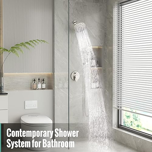 Miniatura 6 de SR SUN RISE Grifo de ducha  3 funciones de alta presión sistema de cabezal de ducha de lluvia de 8 pulgadas  8 ajustes de cabezal de ducha de mano