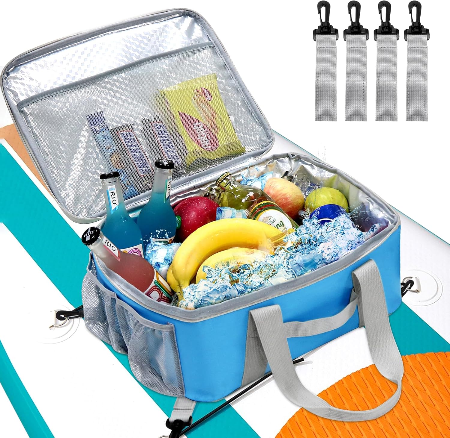 Paddle Board Cooler Bag, Waterproof Portable Deck Bag with Top Mesh Pocket,Kayak Cooler Bag with Side Pouches for Water Bottles,Inflatable Paddle Board Accessories Coolers for Sup, Kayak Paddle Board Cooler Bag, Waterproof Portable Deck Bag with Top Mesh Pocket,Kayak Cooler Bag with Side Pouches for Water Bottles,Inflatable Paddle Board Accessories Coolers for Sup, Kayak