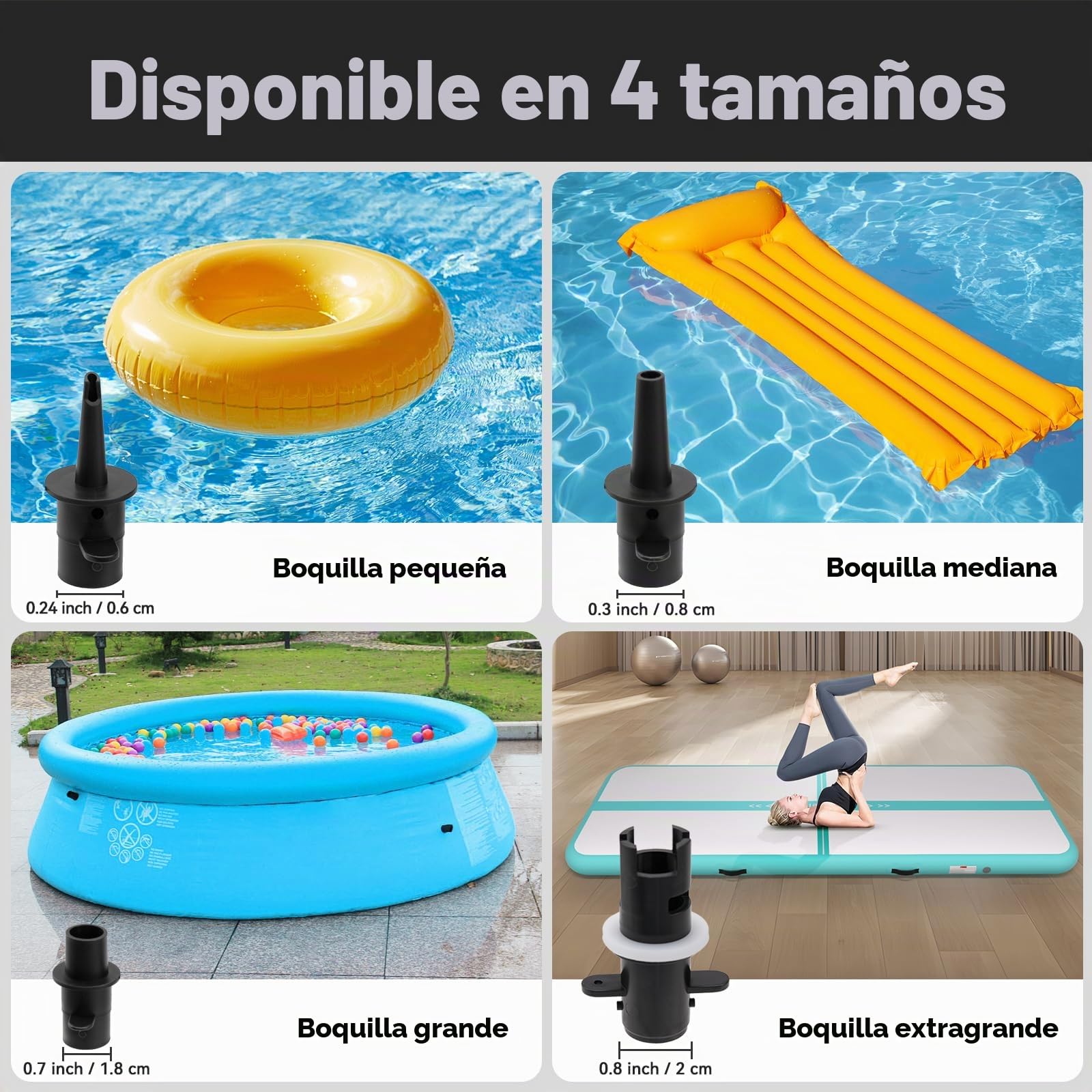 Bomba de Aire Portátil 4 Boquillas 400W-600W | Inflado Ultrarrápido para Colchones, Piscinas & Flotadores (AC220-240V)