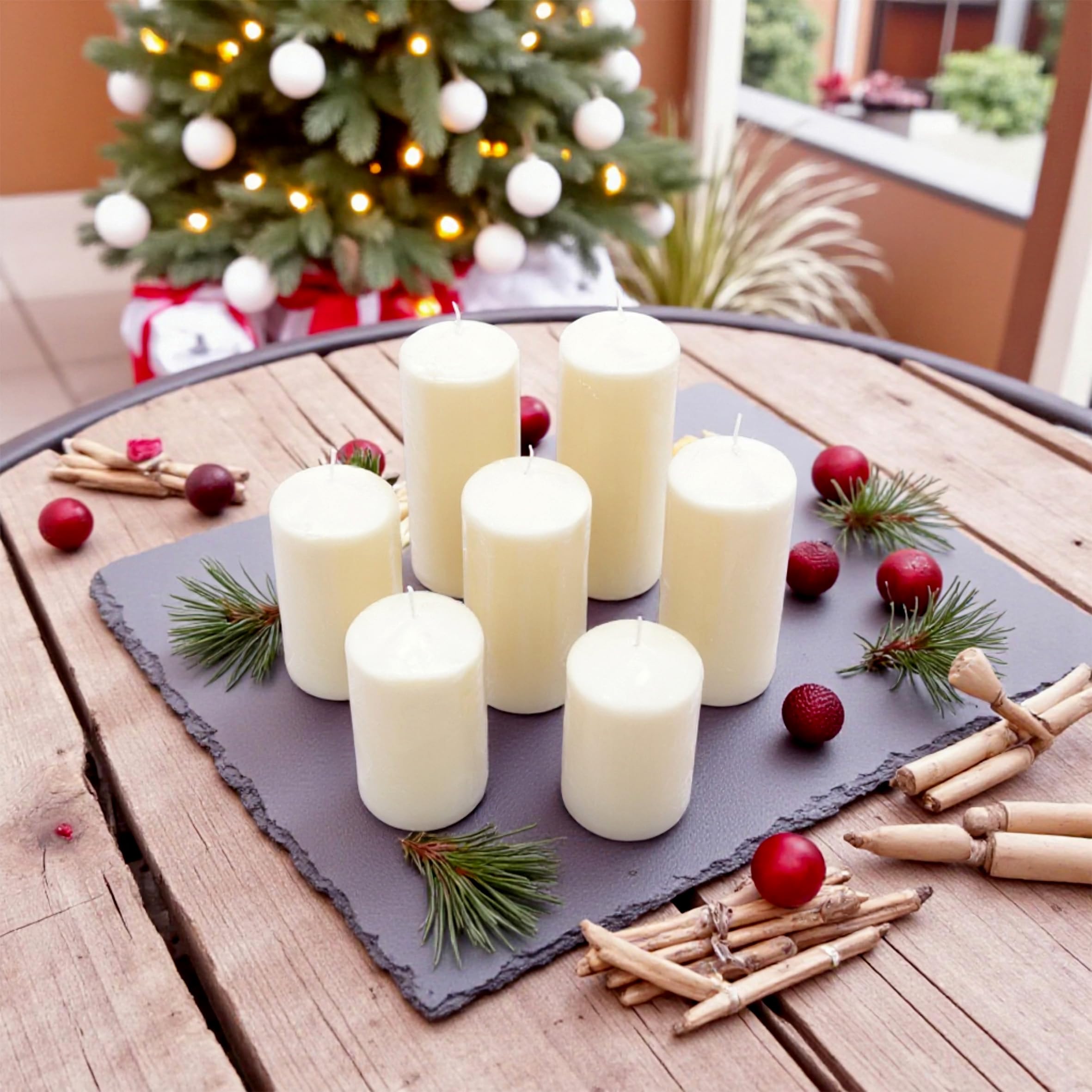 Bougies Pilier Ivoire 7 X 15 Cm | Fabrication Européenne Non Parfumée | Certifié RAL | Longue Durée De Vie, Résistant Aux Gouttes | Décoration De Maison Et De Mariage Ivoire Clair - France