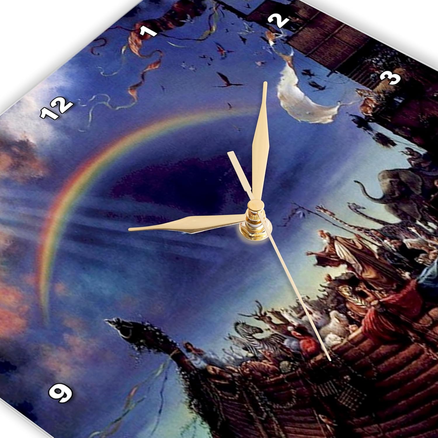 3dRose Wall Clock Silent - 13 inch - Rendering of Noahs Ark On The Sea.jpg - Historic People and Places