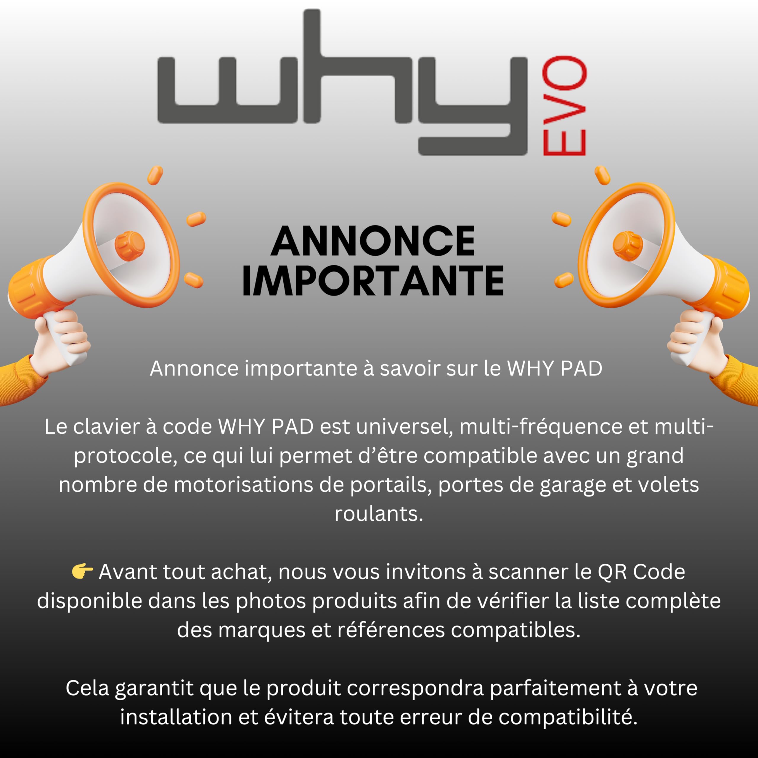 WHY PAD 8991007 - Clavier à code radio universel blanc pour motorisation portail & garage - Multi-fréquence 433/868 MHz - Code fixe et tournant + 1 Porte clés DOMOBIP (BLANC, WHY PAD UNIVERSEL)