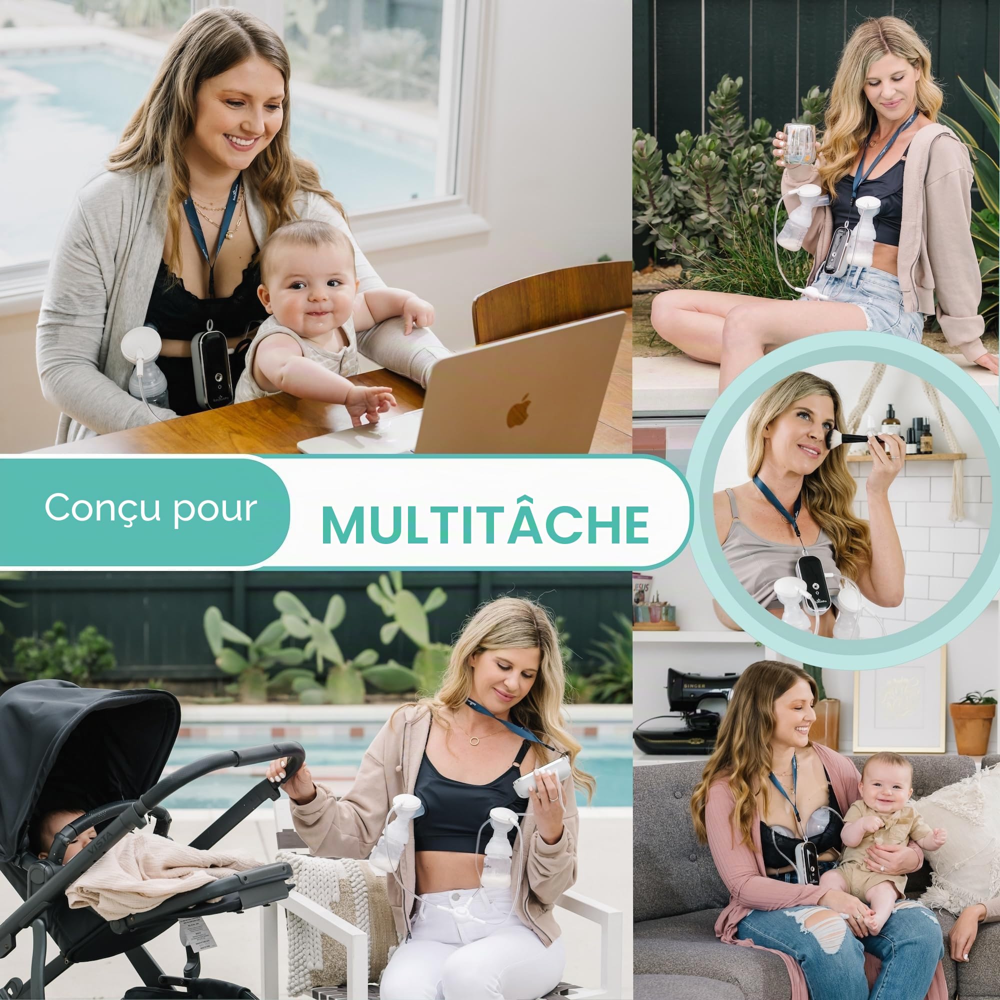 BabyBuddha Tire-lait 2.0, tire-lait primaire portable, tire-lait électrique mains libres portable avec mode de stimulation douce, qualité hospitalière, 3 modes, 21 niveaux d'aspiration, bride de 22 à