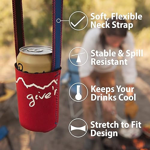 Miniatura 3 de GIVE'R Enfriador de latas de cuello manos libres (paquete de 4)  Funda duradera para latas de refrescos, bebidas energéticas o botellas  Soporte