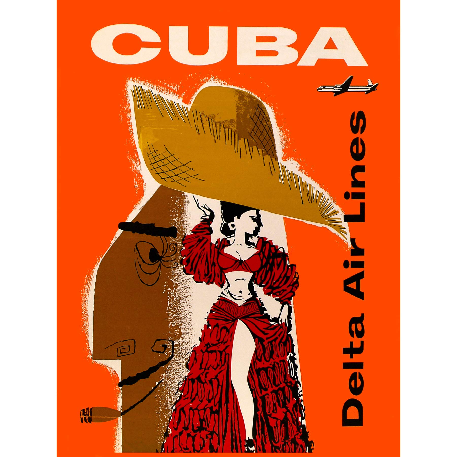 Wee Blue Coo Travel Transport Airline Advert Cuba Flamenco Cigar Usa 30X40 Cms Fine Art Print Art Poster Bb10042