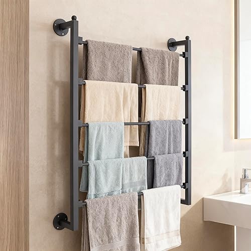 Miniatura 7 de Estante de 5 niveles para corbatas y bufandas, soporte organizador de cinta montado en la pared para envolver papel bufanda, cinturón de corbata,