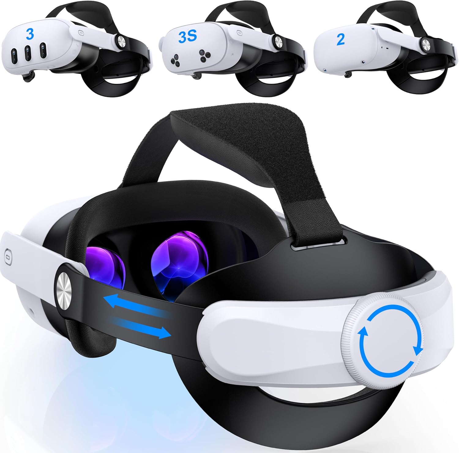 for Meta Quest 3/Quest 3S/Quest 2 Head Strap, Adjustable Elite Strap Replacement with Soft Cushion Pad, Enhanced Support & Flip-Up Design VR Headset Accessory