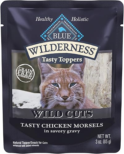Blue Buffalo Wilderness - Alimento húmedo para gatos adultos con alto contenido de proteínas sin granos cortes silvestres naturales bolsas de 3