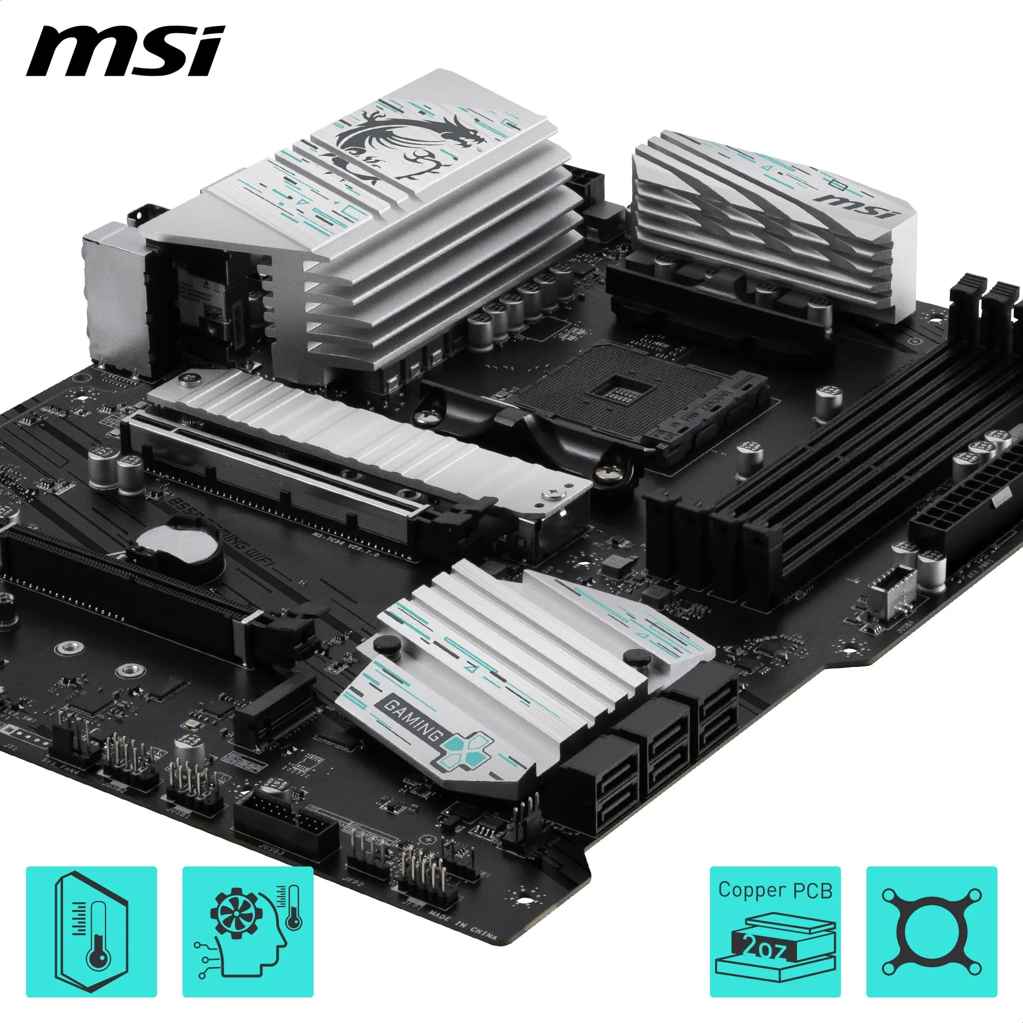 MSI B550 Gaming WiFi Carte mère, ATX | Pour AMD Ryzen séries 5000, 5000 G, 4000 G et 3000, AM4 - Mémoire DDR4 Boost 4400+ MHz/OC, PCIe 4.0 x16, M.2 Gen4, LAN 1G