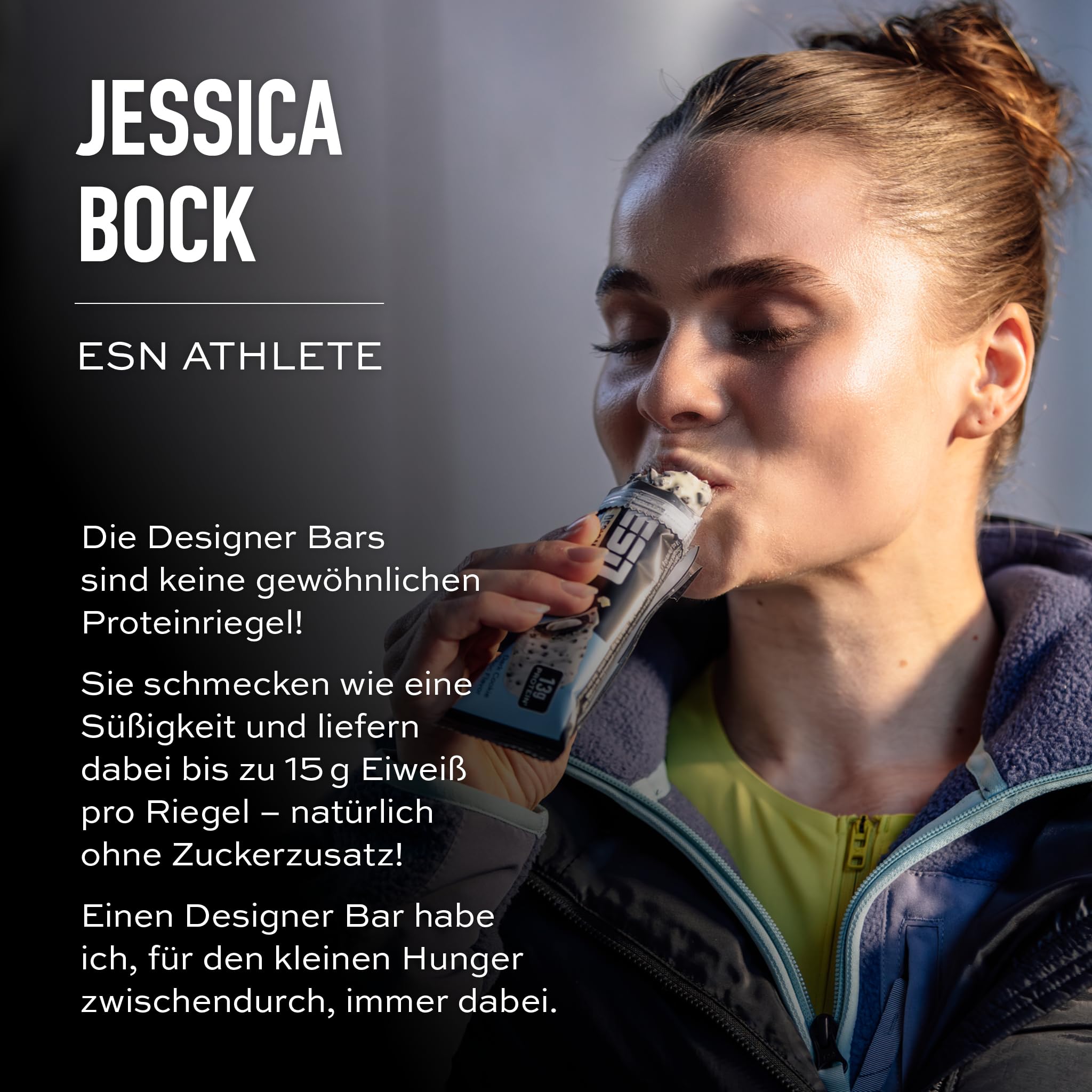 ESN Designer Bar Box, Strawberry Yogurt, 12 x 45 g, der ideale Snack mit bis zu 15 g Protein pro Riegel, made in Germany