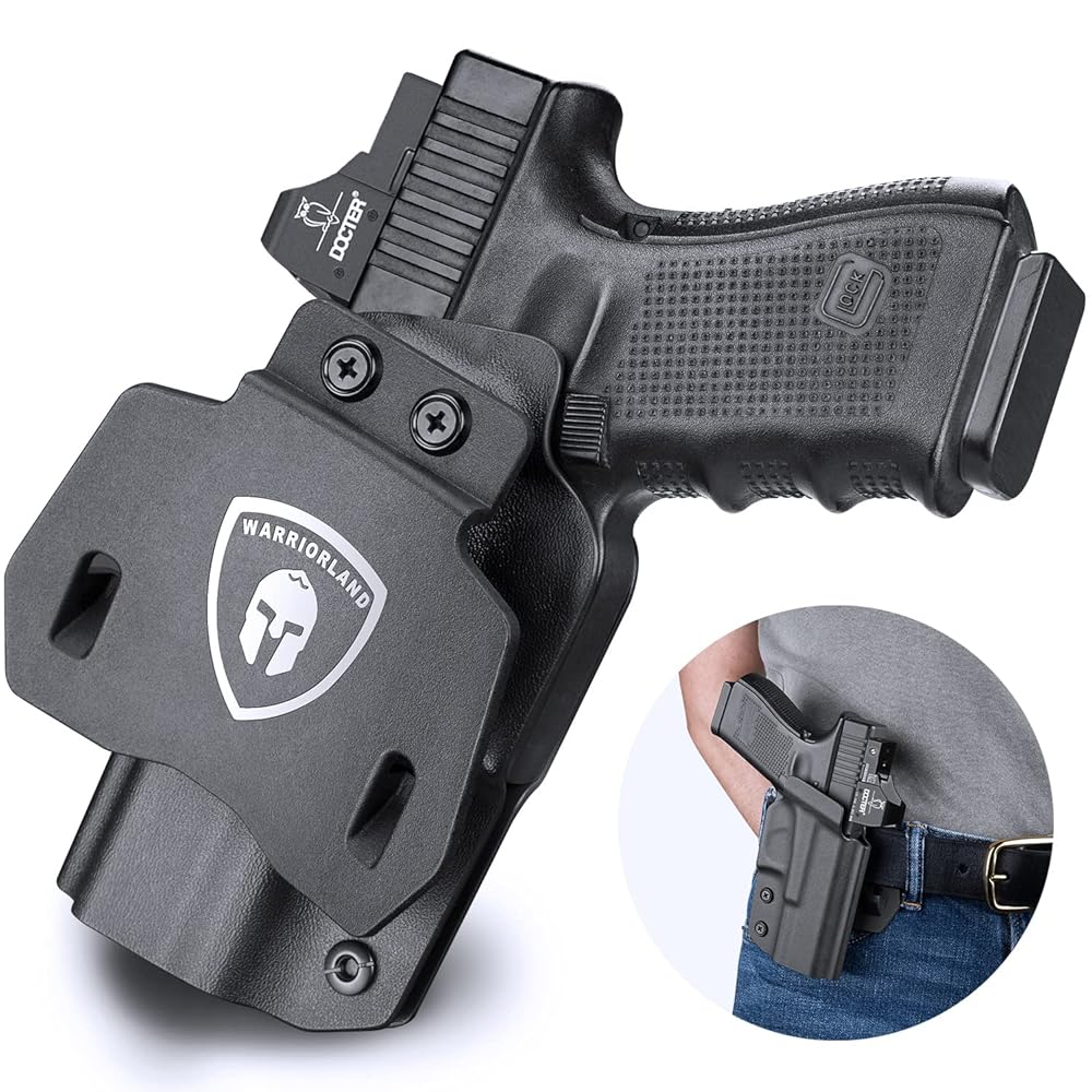 WARRIORLAND OWB Kydex Holster, Compatible with Glock 17/19 / 19X / 26/27 Gen3-5 & Glock 17/19 Gen 4-5 MOS & G22/23/31/ 32/34 Gen 3-4 & G47. Optic Ready, 1.75\'\' Paddle, Right Hand
