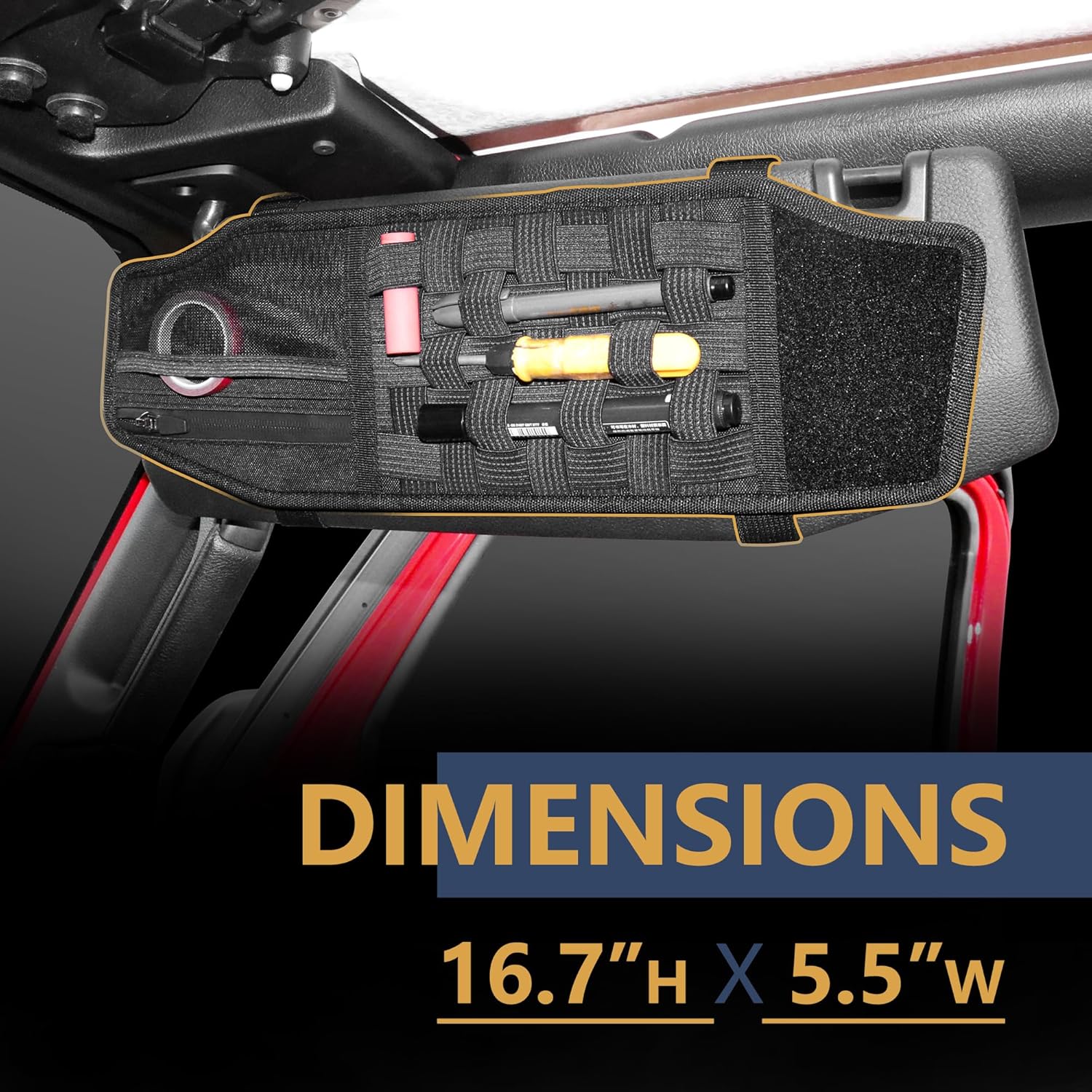 Visor Organizer Sun Visor Molle Panel for 2018-2025 Jeep Wrangler JL Gladiator JT 4XE Accessories Tactical Sun Visor Organizer Visor Storage Holder Pouch,2 Pack,Fit Driver Passenger Side