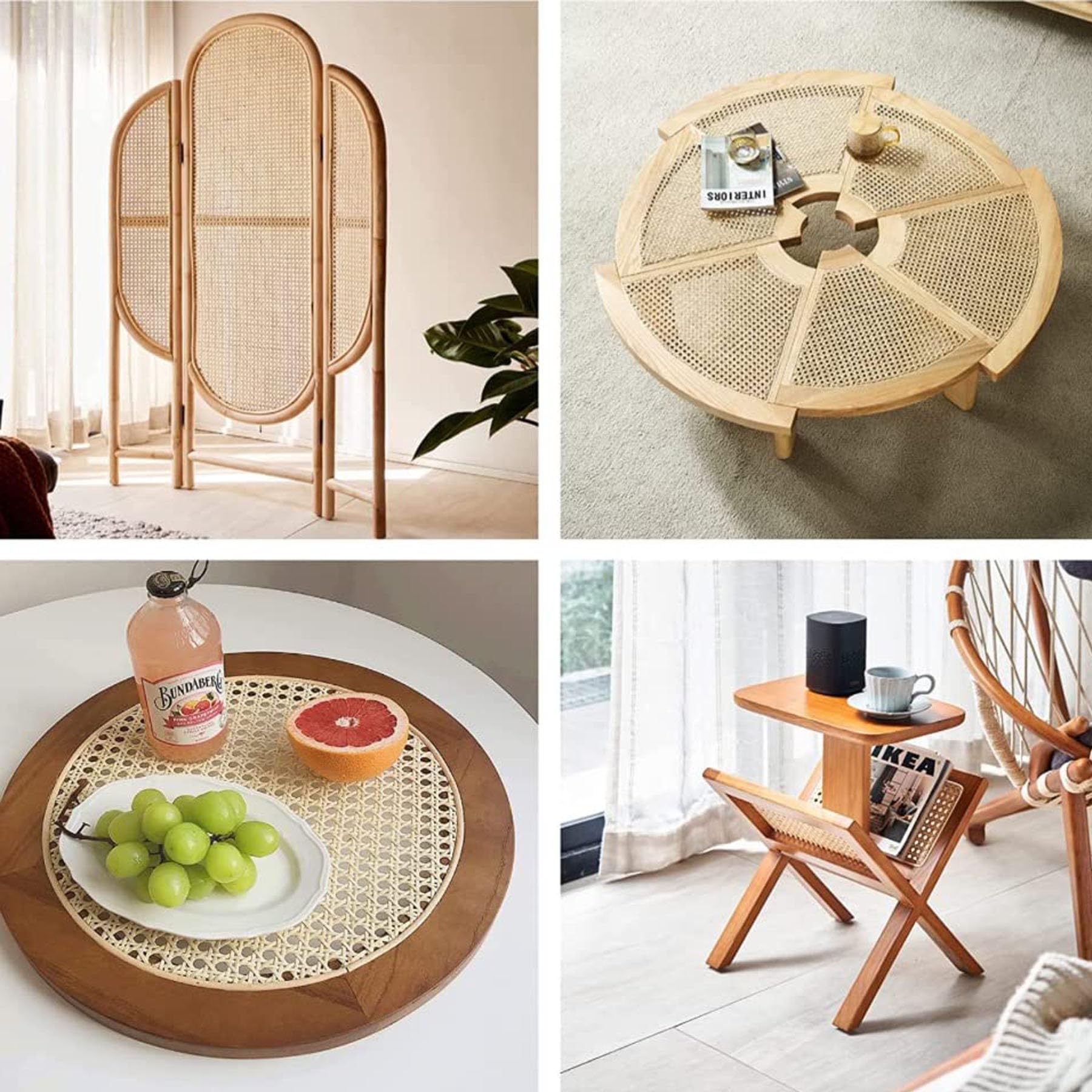 Rollo de Mimbre Natural, Correas de Caña Natural Cane Webbing Rattan para Proyectos de Caning Anís Estrellado Ratán Rollo para Manualidades Gabinete Silla Muebles (45cm*1m)