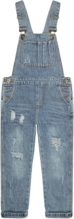 Kids Adjustable Strap Denim Overalls with Pockets,Boys Girls Bib Suspender Pants,Children Spring Jumpsuits