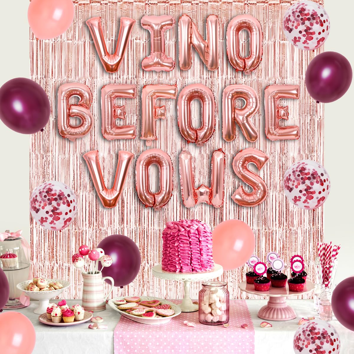 Tema del vino Despedida de soltera Decoraciones con Vino Antes de los votos Globo Banner Novia para ser Sash Botella de champán Vidrio Anillo de diamante Globo de aluminio