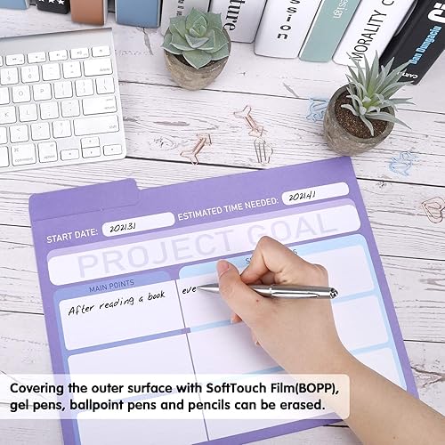 Miniatura 5 de EOOUT Paquete de 30 carpetas de archivos de proyectos, carpetas de archivos tamaño carta con pestañas, carpetas de archivos de colores, Manila, 6