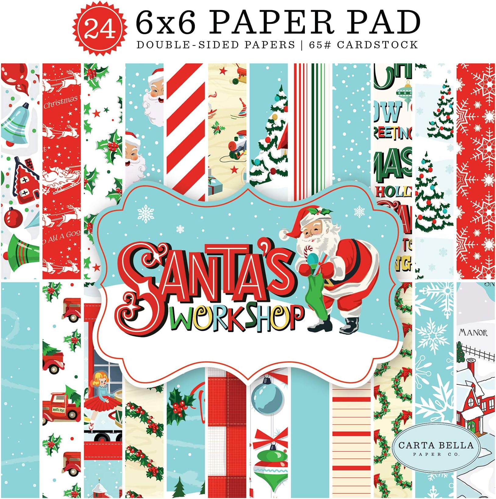 Carta Bella Paper Company Santa's Workshop 6x6 Pad paper, red, green, black, blue