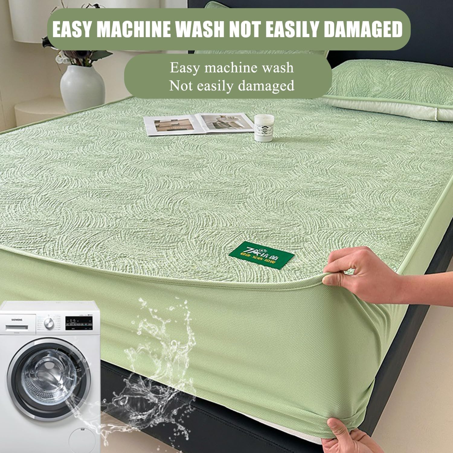 Grey/b,120 * 200cm(2PCS),LDLCYCN Cooling Mattress Protector Breathable Fitted Sheet Anti Slip Mattress Pad Cover with Elastic Band Soft Mattress Cover Bed Cover Deep Pocket of 11In with Pillowcase