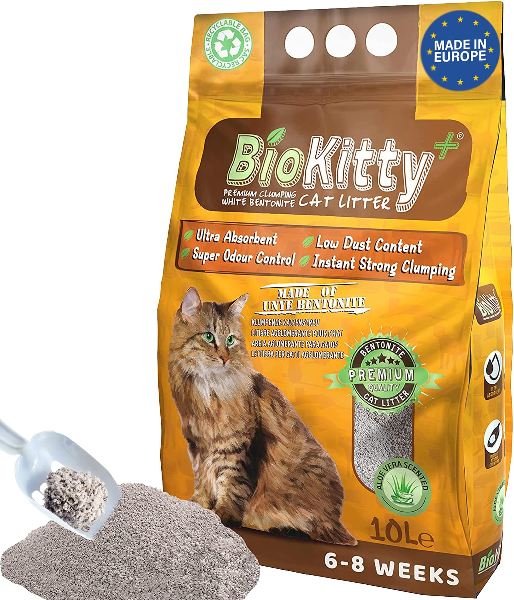 BioKitty Clumping Cat Litter, Highly Absorbent Natural Mineral