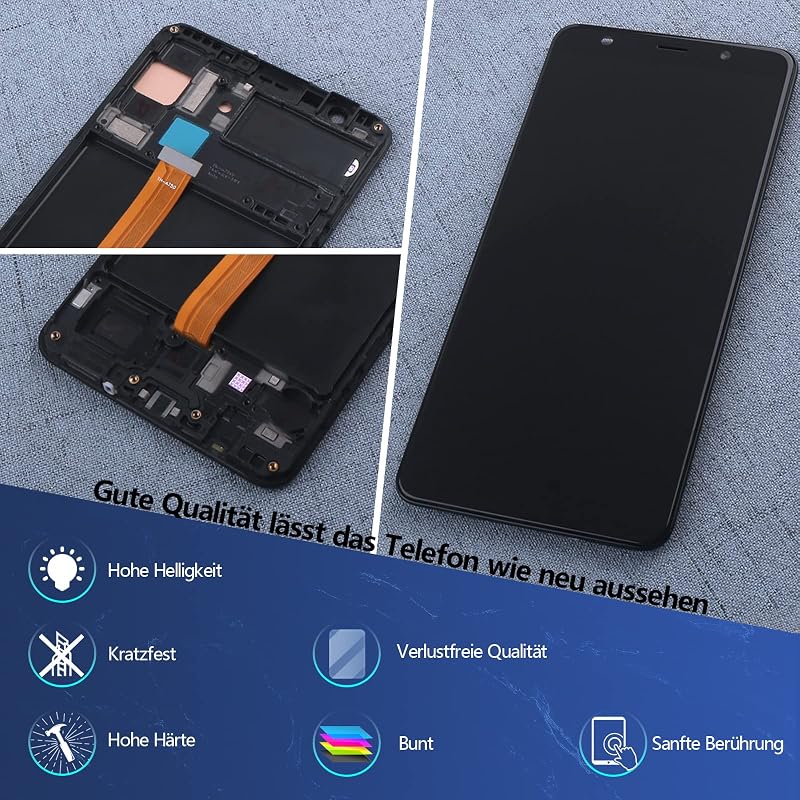 RongZy Samsung Galaxy A7 2018 (A750) Kijelző Csere - OLED Érintőképernyő Digitalizálóval, Fekete Kerettel és Szerszámokkal
