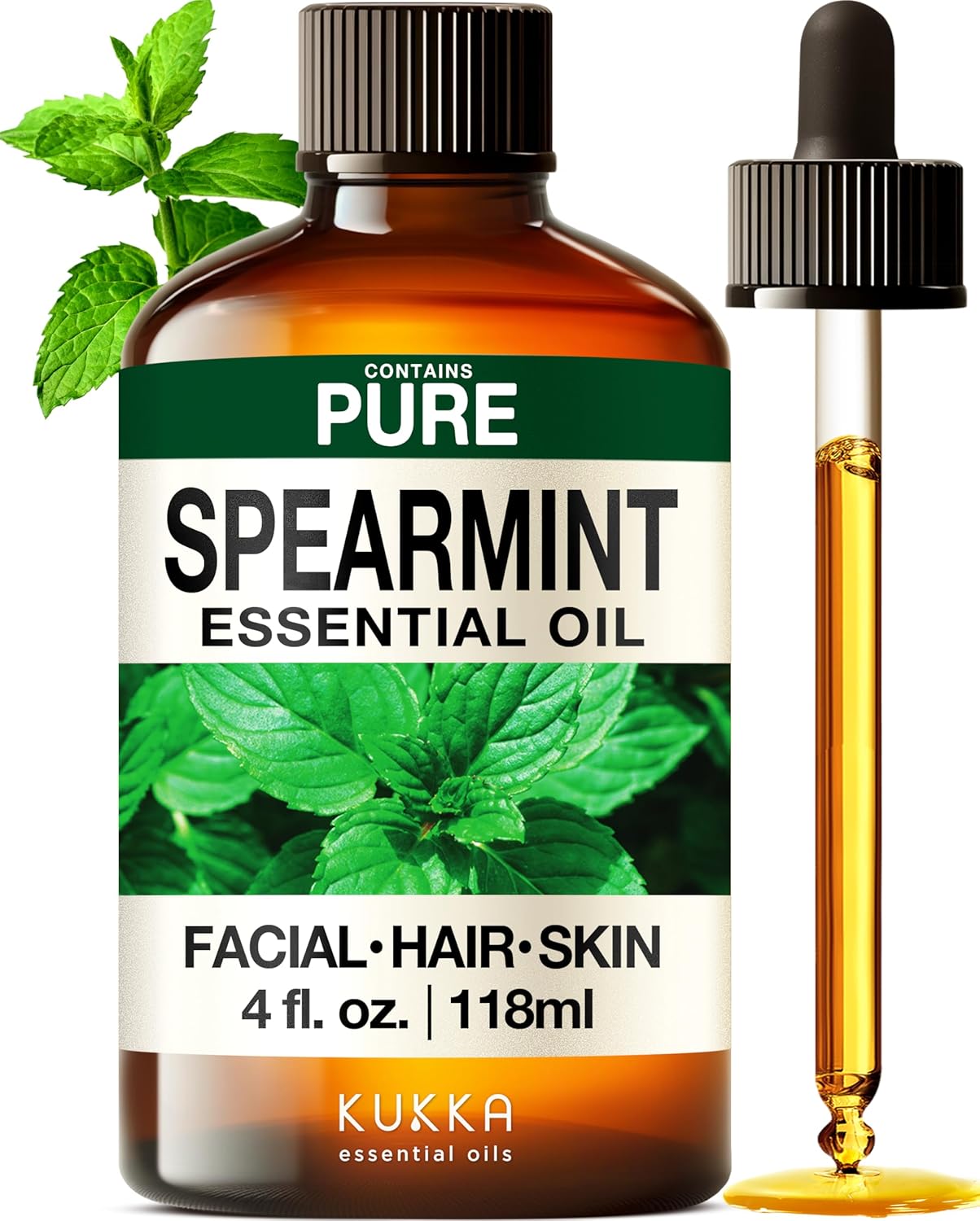 Spearmint Essential Oil for Diffuser & Eucalyptus Essential Oil for Diffuser Set - Aromatherapy Grade Essential Oils Set - 2x4 fl oz - Kukka