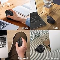 Vista 9 de SANWA Ratón de Trackball vertical, 2.4G inalámbrico+mouse ergonómico Bluetooth, botones silenciosos programables, 3 DPI, control preciso del pulgar